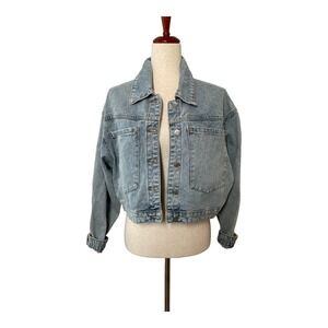 Böhme Denim Jacket Women's Size S Light Wash Cropped Jean Jacket Relaxed